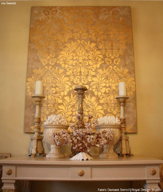 Large Fabric Damask Wall Stencils for Elegant and Chic Wall Art Decor Look - Royal Design Studio