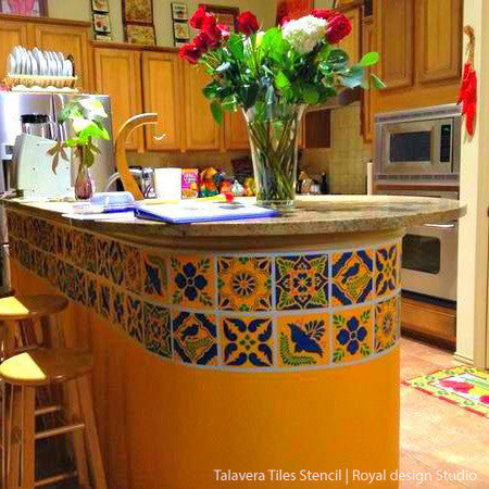 DIY Mexican Talavera Tile Furniture Stencils - Royal Design Studio