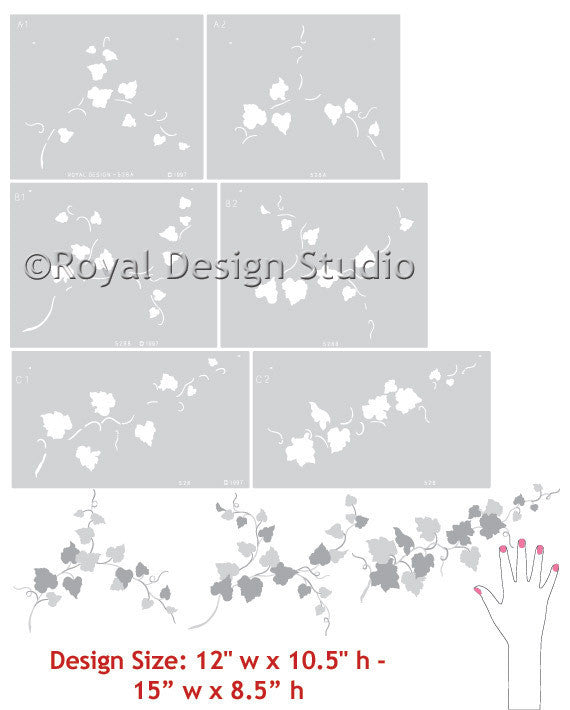 Vine and Leaf Wall Mural Stencils - Royal Design Studio