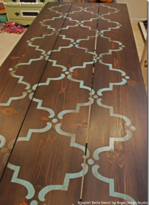 Painting on Wood with Pattern - Moorish Trellis Furniture Stencils - Royal Design Studio