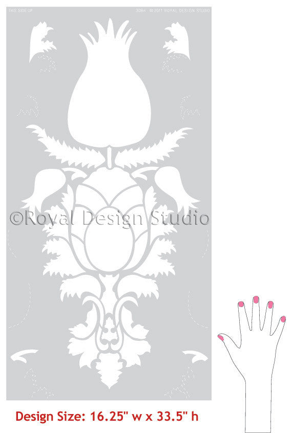 Moroccan Wall Stencils for Painting Walls - Royal Design Studio Uzbek Suzani Wall Stencil