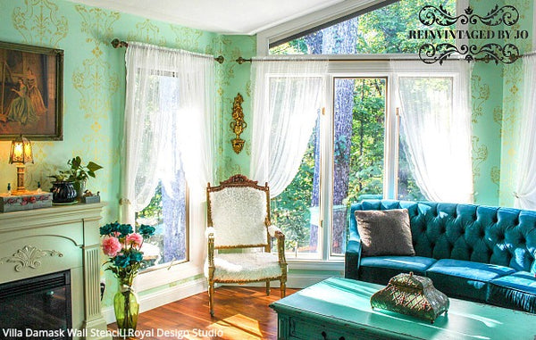 Villa Alison Woolley Damask Wall Stencil