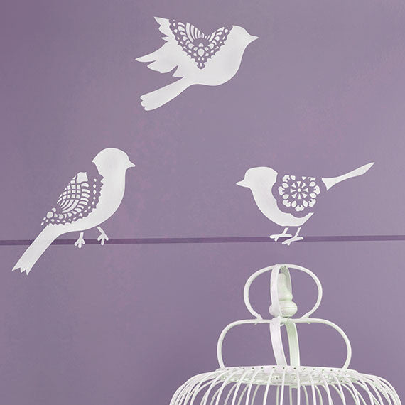 Wall Art Lace Bird Stencil Set - Royal Design Studio Stencils