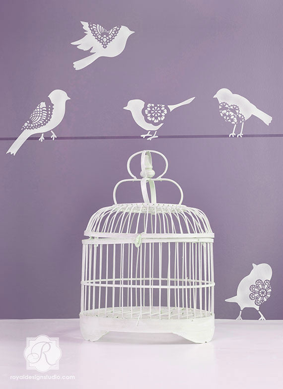 Wall Art Lace Bird Stencil Set - Royal Design Studio Stencils