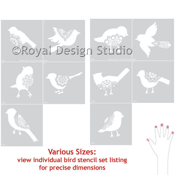 Wall Motif Lace Bird Stencil Set - Royal Design Studio Stencils