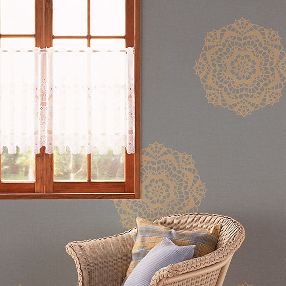 Painting Lacy Designs on Walls - Lace Doily Pattern Wall Stencils for Painting Wall Art - Royal Design Studio