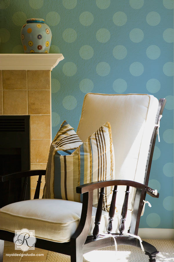 Paint your walls with cute polka dots and circle shapes - Royal Design Studio modern wall stencils