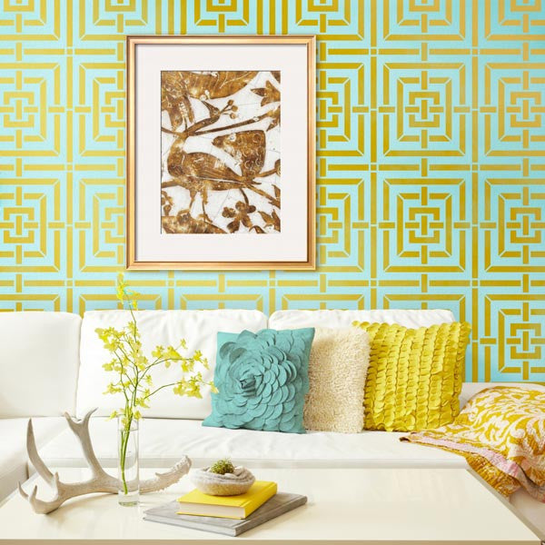 Mykonos Trellis Wall Stencils - Modern and Geometric Patterns and Home Decor - Royal Design Studio