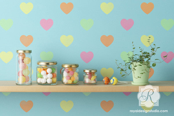 Polka Heart Wall Stencil