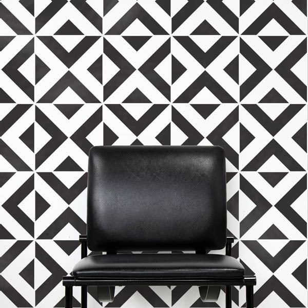 Modern and Geometric Patterns Painted on Walls - Bold Accent Walls Stenciled with All the Angles Wall Stencils - Royal Design Studio