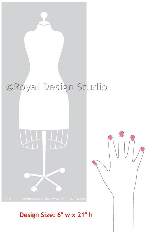 Dress Form Wall Art Stencils fpr Craft Room or Girls Room Decor - Royal Design Studio