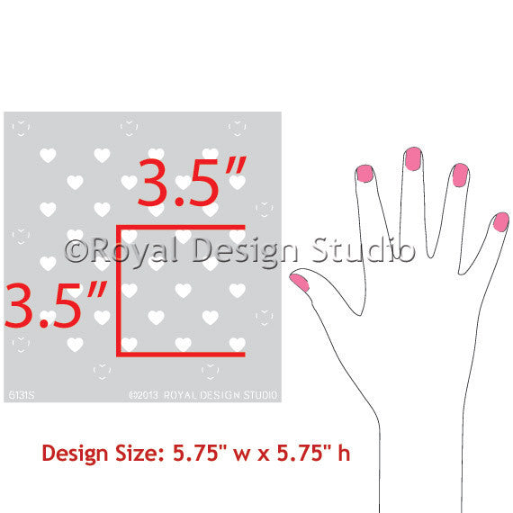 Cute Girls Room Decor with Polka Heart Shapes Stencils - Wall Stencils by Royal Design Studio