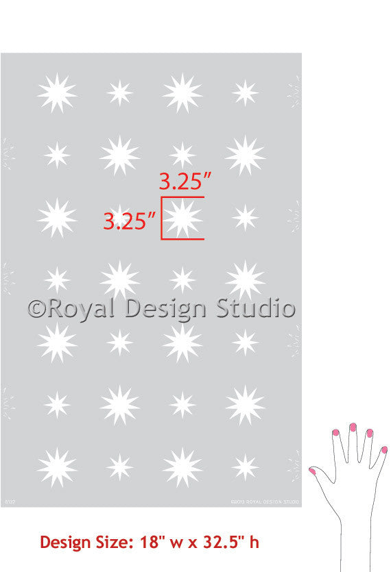 Starlight Star Pattern Nursery Wall Stencil, nursery Decor stencil