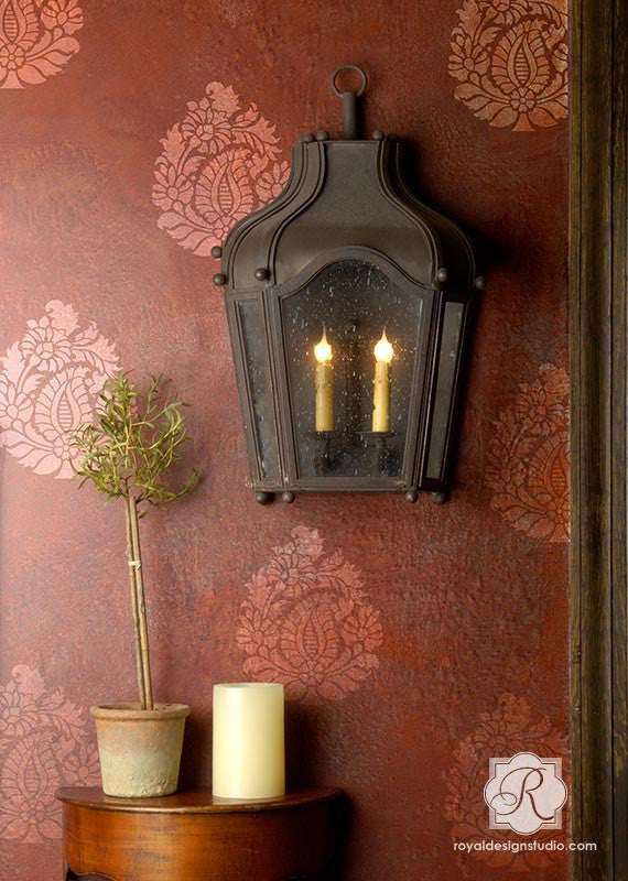 DIY Wall Art with Indian Stencils - Indian Design Paisley Wall Art Stencil by Royal Design Studio Stencils