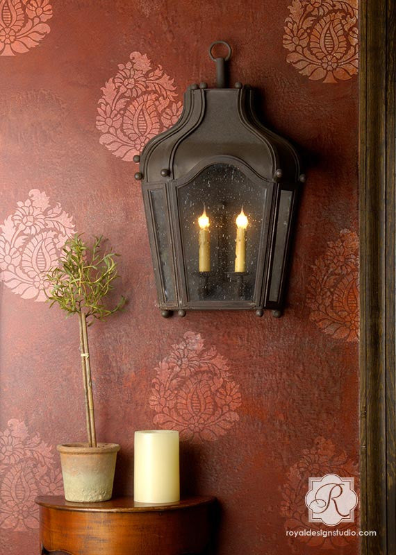 Painted and Stenciled Walls - Indian Design Paisley Wall Art Stencil by Royal Design Studio Stencils