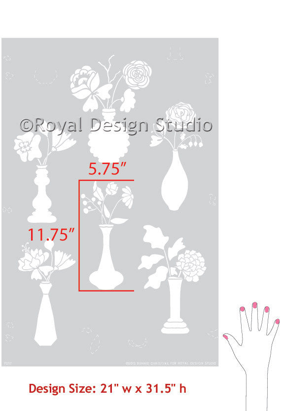 Allover Wall Vintage Vases Stencil by Bonnie Christine for Royal Design Studio