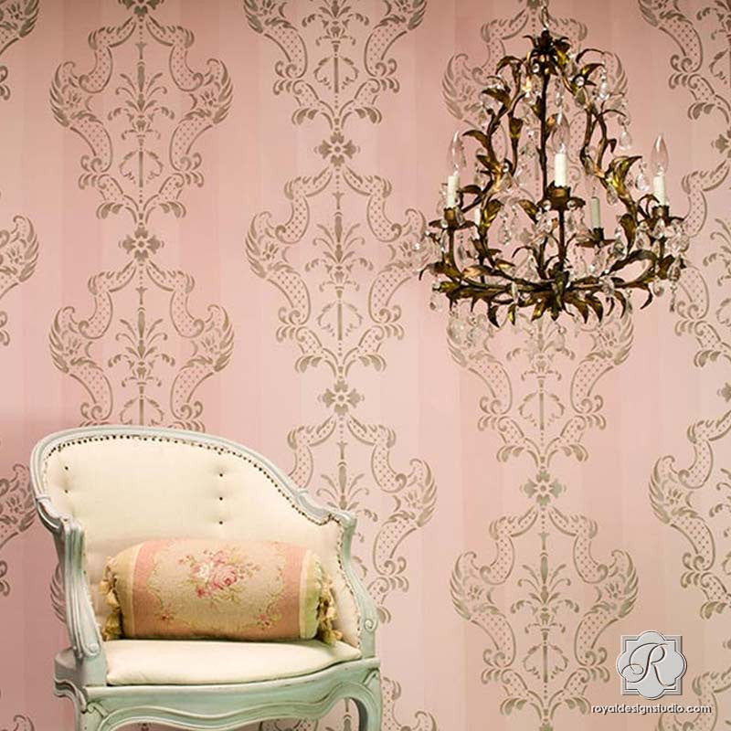 Villa Alison Woolley Damask Wall Stencil