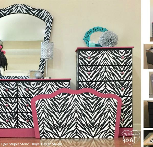 Zebra Stripes Furniture Stencil