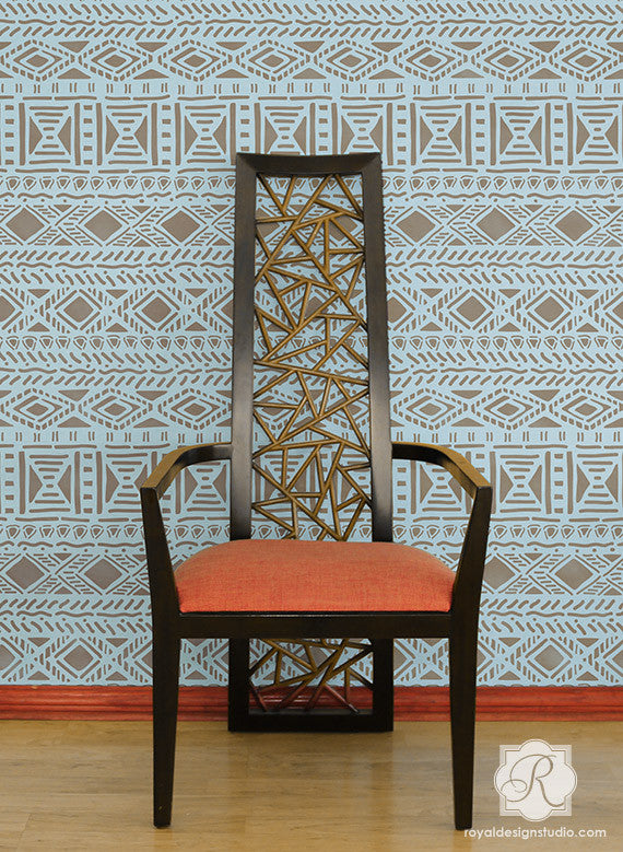 Geometric African Allover Wall Stencil Royal Design Studio Stencils