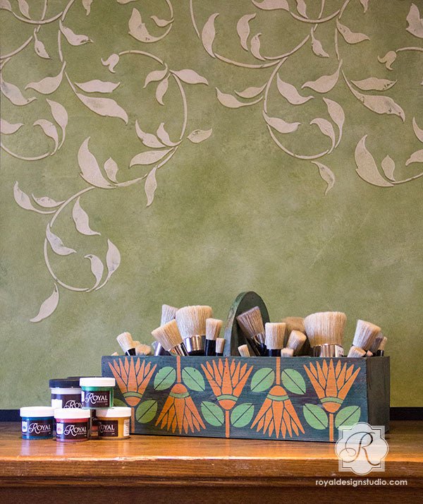 African Protea Flower Furniture Stencil - Royal Design Studio Stencils