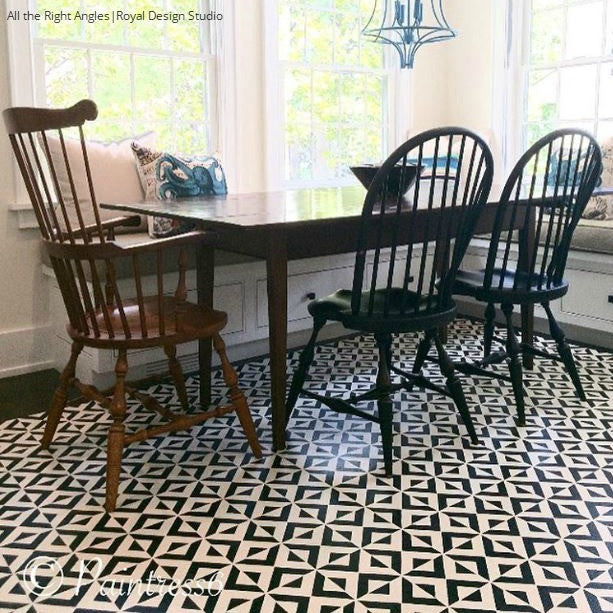 Geometric Pattern Painted Floor Stencils - Kitchen Makeover with Royal Design Studio