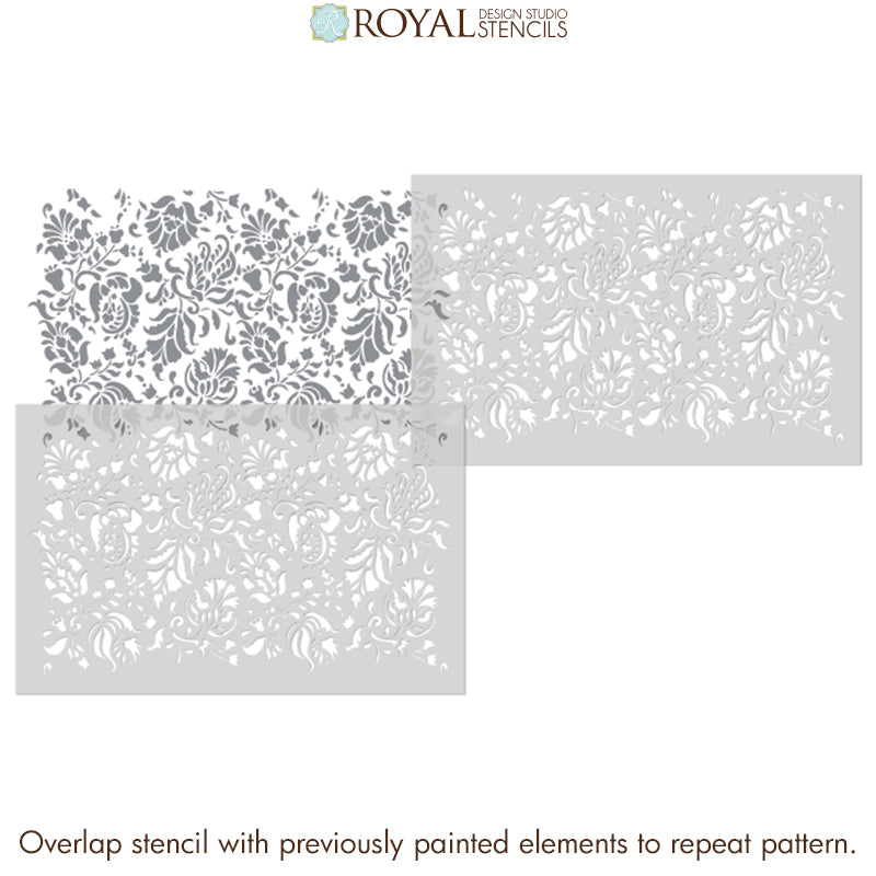 Allover Brocade Large Wall Stencil