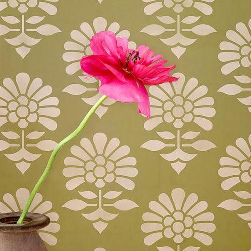 Indian Flower Furniture Stencil