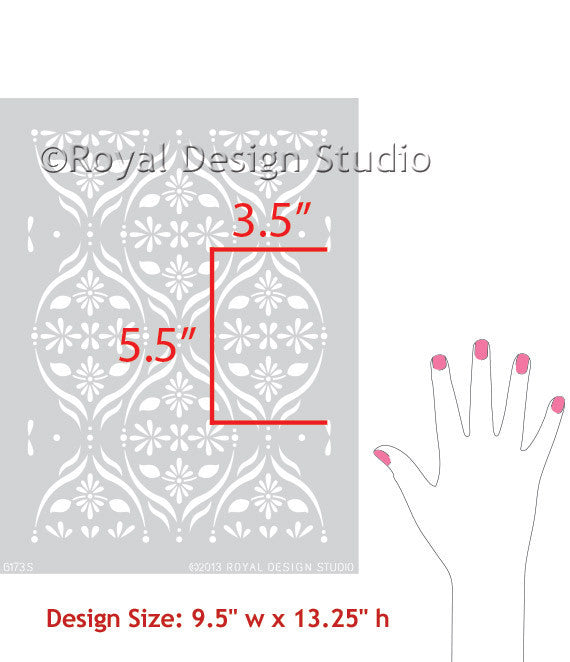 Decorating home decor with stencils - Allover Floral Trellis Furniture Stencils for DIY Flower Designs on Table Tops, Dresser Drawers, and Kitchen Backsplash - Royal Design Studio