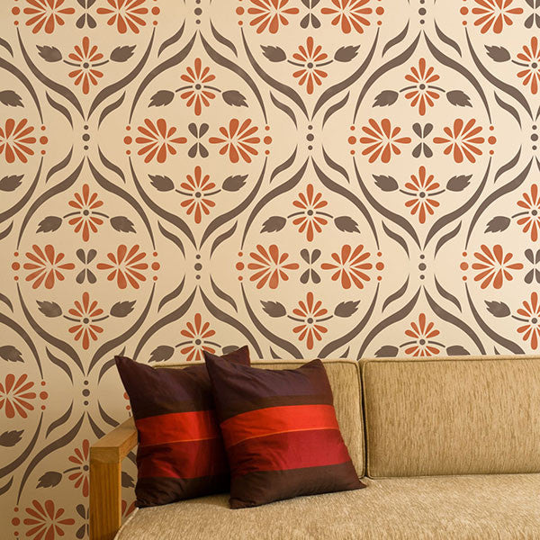 Decorate you home decor with trendy retro designs found in the Chloe Floral Trellis Wall Stencil