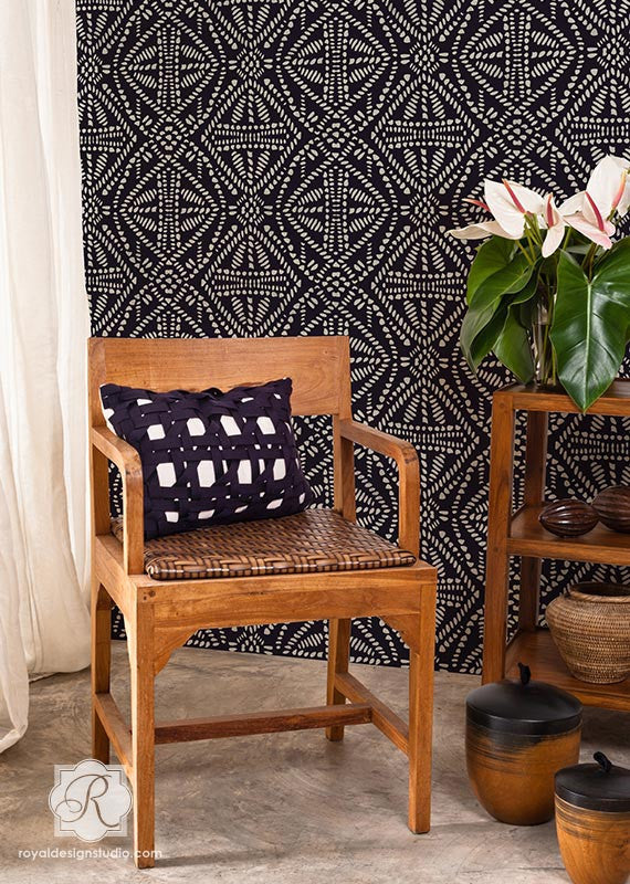African Design and Tribal Batik Pattern - Royal Design Studio Wall Stencils