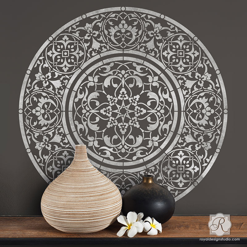 Large Medallion Wall Mural Mandala Wall Stencils - Royal Design Studio