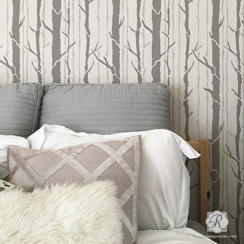 Tree Branches Wallpaper Wall Stencils for Painting - DIY Wall Patterns ...