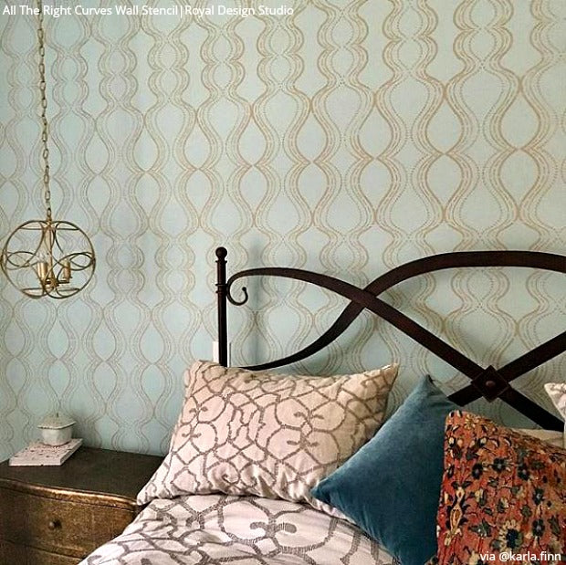 All The Right Curves Damask Bari J Wall Stencil