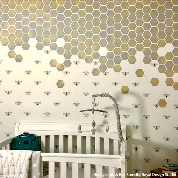 Honeycomb Hexagon Tiles Wall Stencil