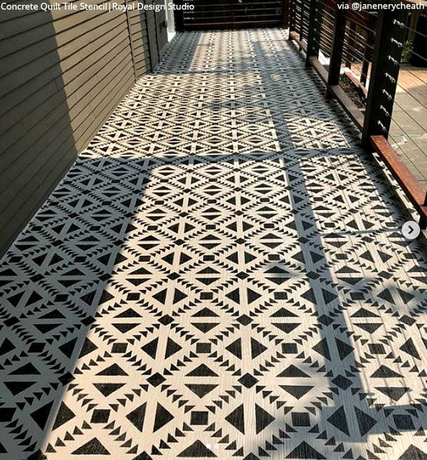 Concrete Quilt Tile Stencil