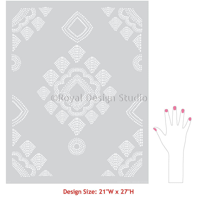 Large Stencils - Damask Lace Wallpaper Wall Design - Bohemian Stencils - Royal Design Studio Wall Stencils