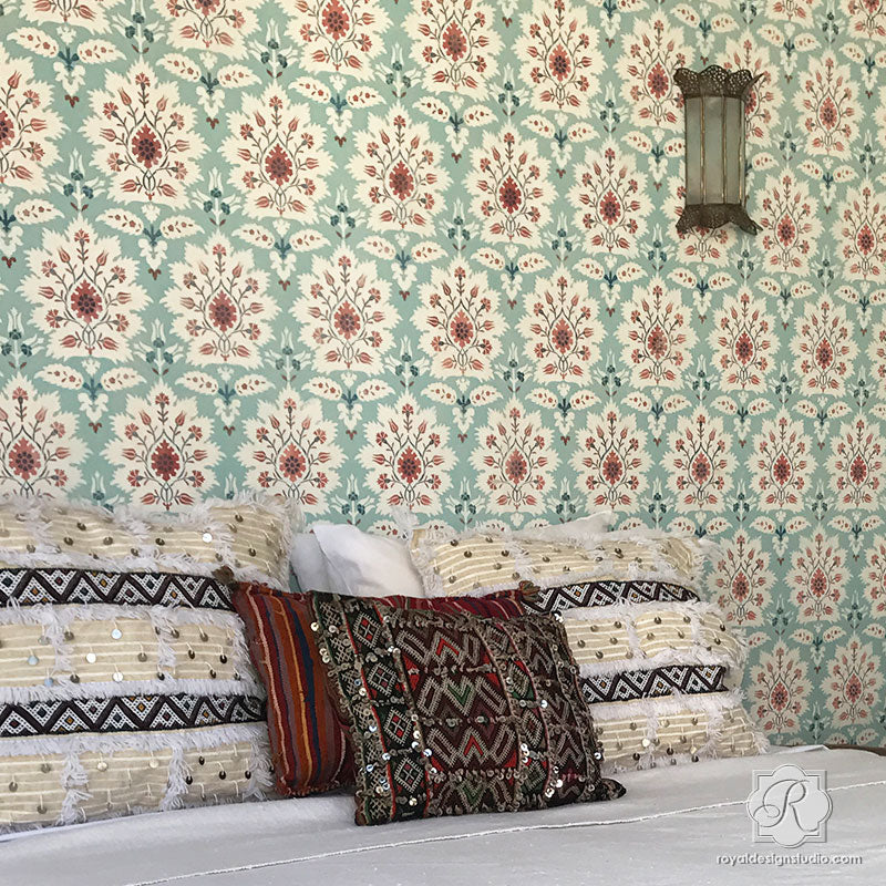 Samarqand Suzani Damask Wall Stencil Royal Design Studio Stencils