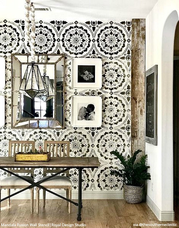 Large Moroccan Suzani Tile Stencils for DIY Painting Walls & Floors