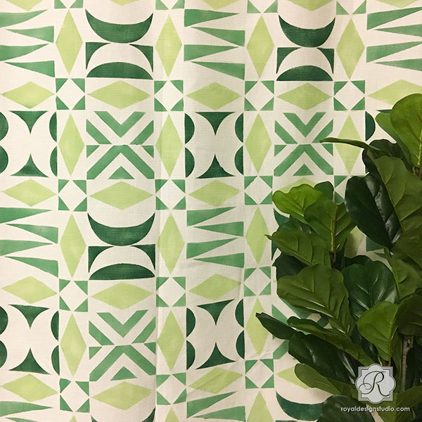 Colorful Modern Tribal Decor and Geometric Wall Stencils - Royal Design Studio