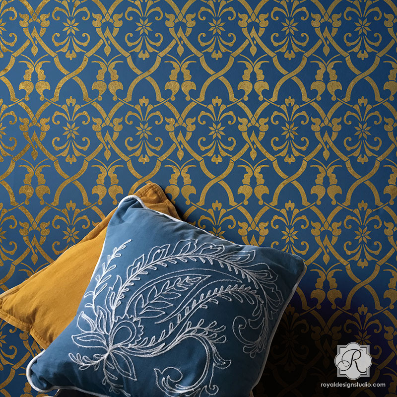 Trellis Wallpaper Pattern Moroccan Turkish Wall Stencils - Royal Design Studio