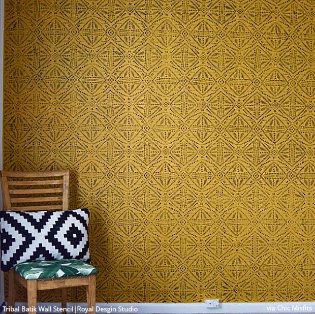 Tribal Batik Allover Wall Stencil