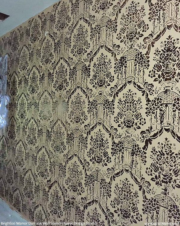 Large Floral Damask Wall Stencils - DIY Wallpaper Look