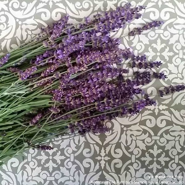 Ethnic Ikat Damask Stencil Pattern for Walls & Furniture Stenciling