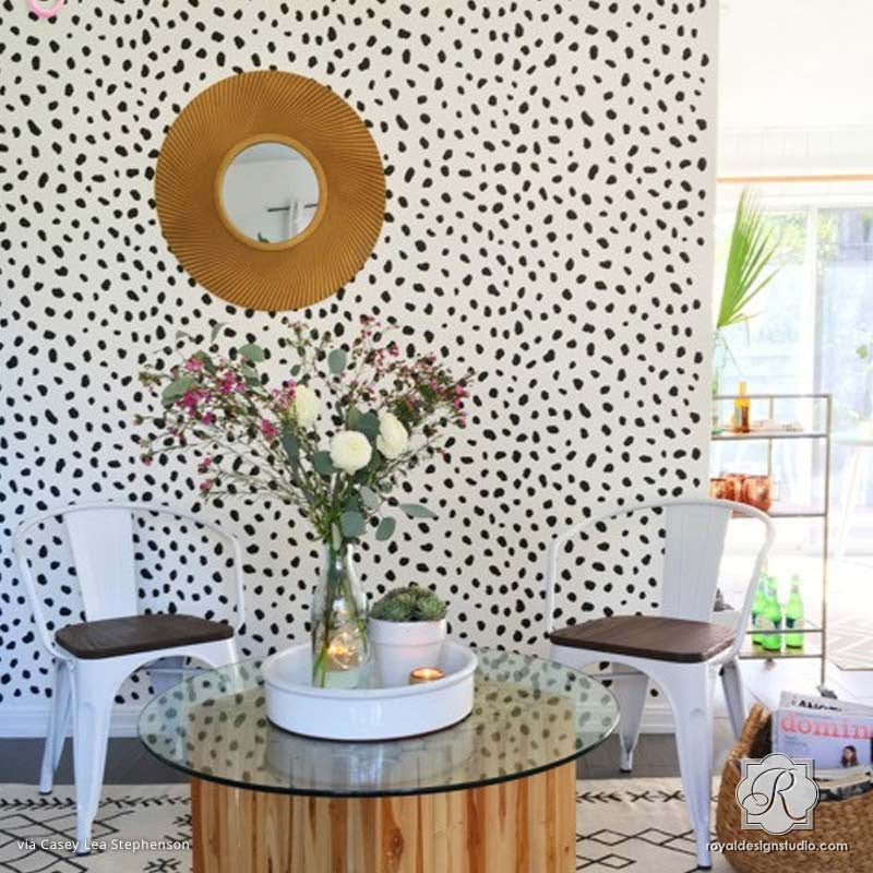Animal Print Cheetah Leapord Spots Floor Stencils on Painted Patterned Floor - Royal Design Studio