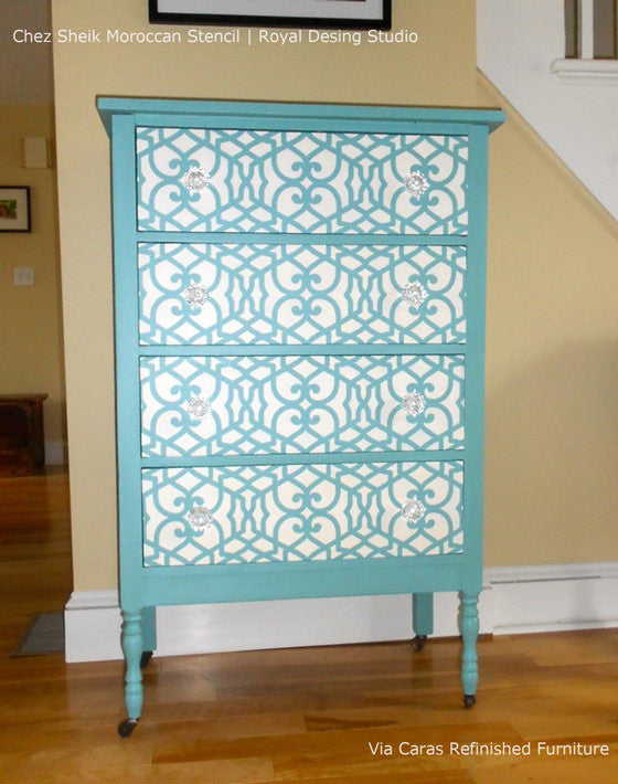 Exotic Patterns and Moroccan Designs on Painted Furniture Stencils - Royal Design Studio