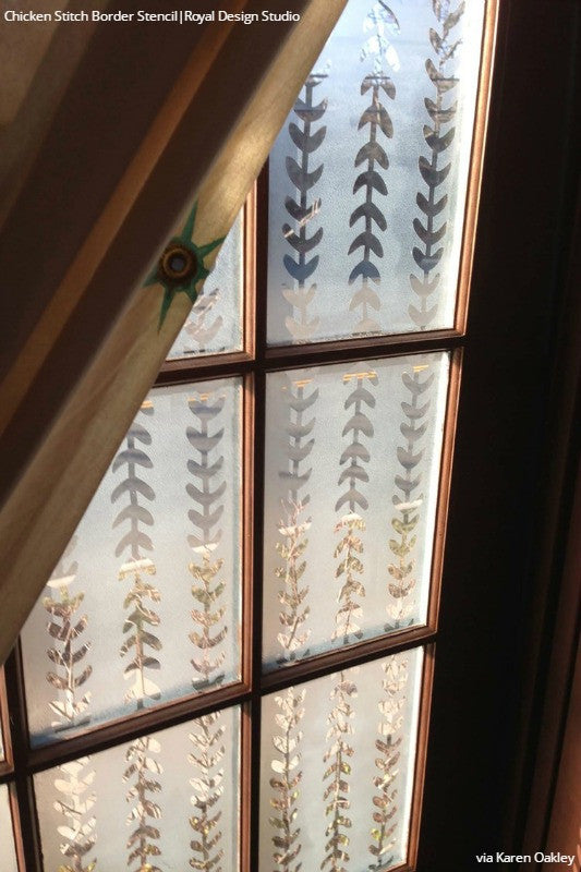 Etched Glass Windows with Border Stencils - Royal Design Studio