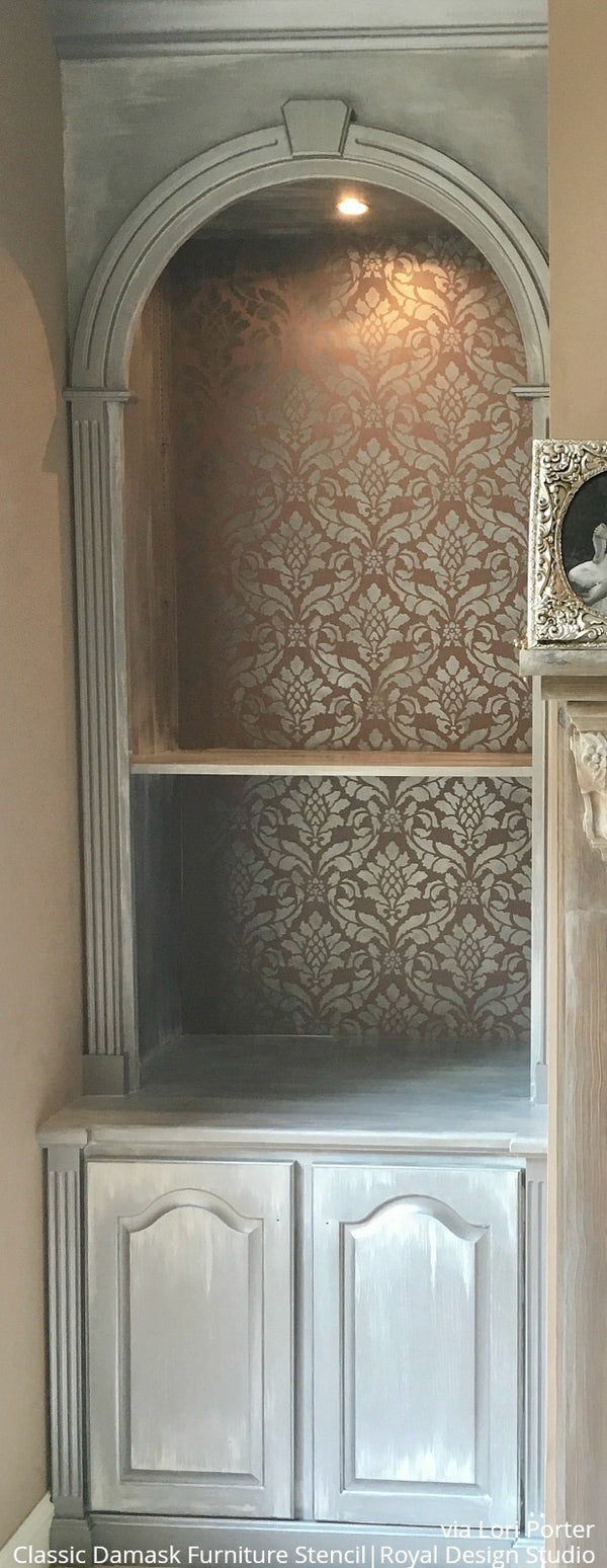 Large Trellis Wall Stencil | Acanthus Damask Wall Stencil for DIY Wallpaper