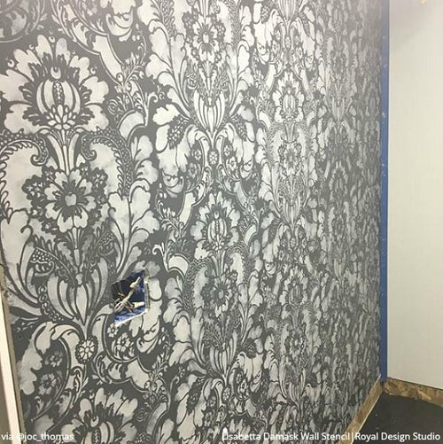 Large Floral Damask Wall Stencils - DIY Wallpaper Look