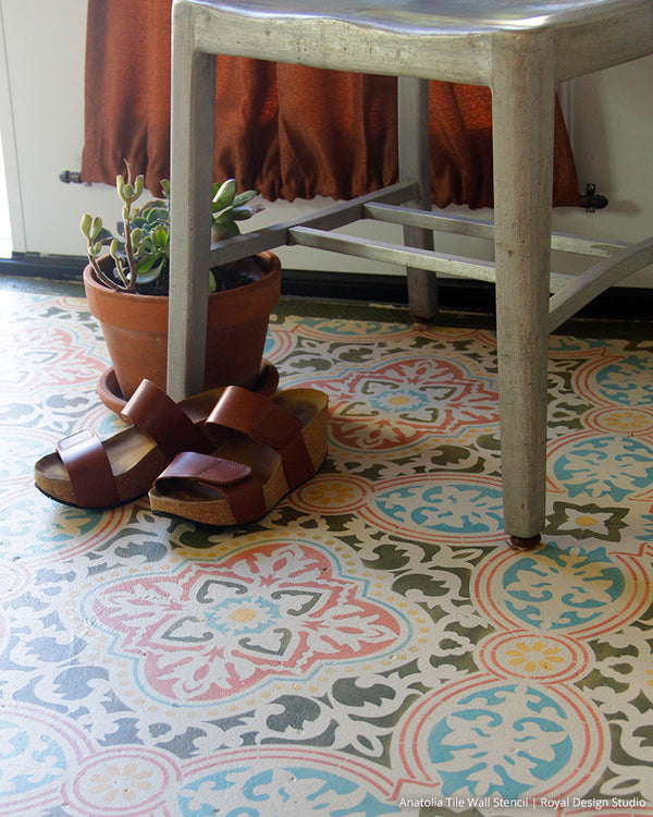 Decorative Concrete Stencils - Boho Chic Floor Stencils - Tile Stencils for Painting - Royal Design Studio