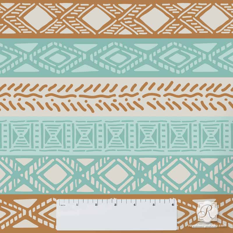 Paint African Design Borders and Patterns on Furniture and more with Tribal Border Craft Stencils - Royal Design Studio